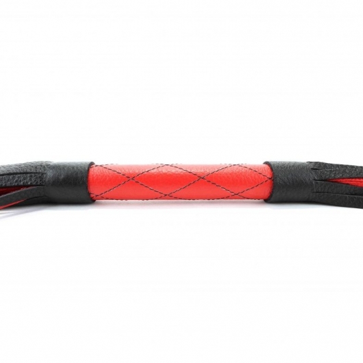 Красно-черная кожаная плётка - 51 см. - БДСМ Арсенал - купить с доставкой в Первоуральске