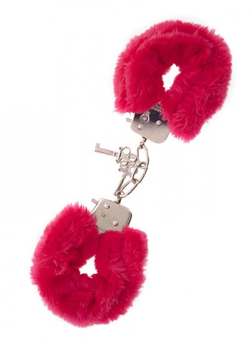 Металлические наручники с красной меховой опушкой METAL HANDCUFF WITH PLUSH RED - Dream Toys - купить с доставкой в Первоуральске