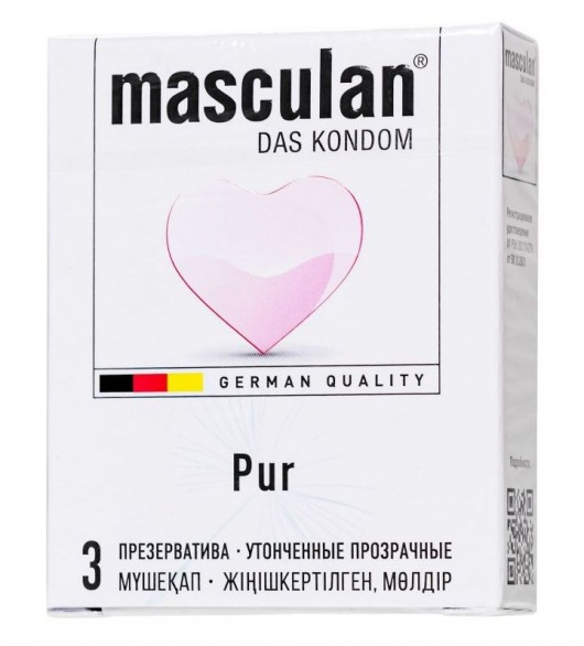 Супертонкие презервативы Masculan Pur - 3 шт. - Masculan - купить с доставкой в Первоуральске