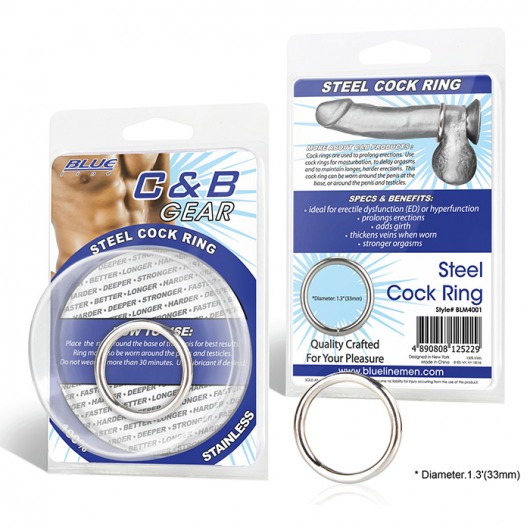 Стальное эрекционное кольцо STEEL COCK RING - 3.5 см. - BlueLine - в Первоуральске купить с доставкой