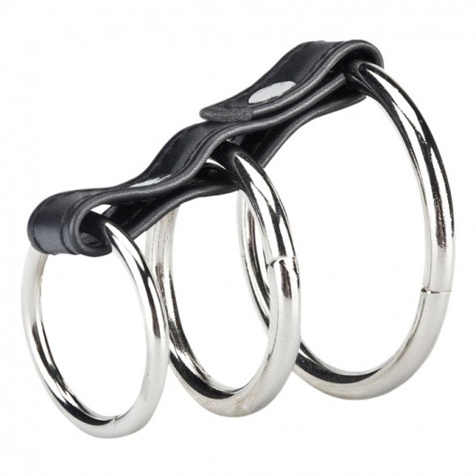 Хомут на пенис из трех металлических колец 3 RING GATES OF HELL - BlueLine - в Первоуральске купить с доставкой