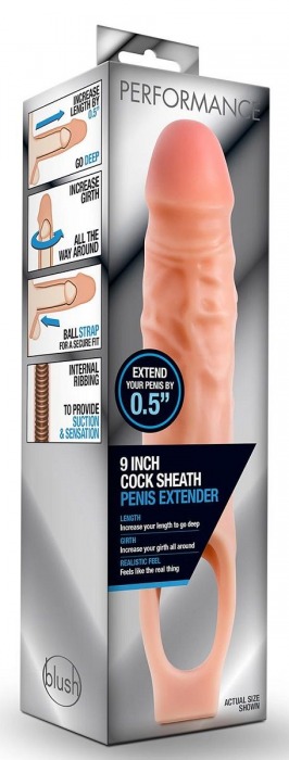 Телесная насадка на пенис 9 Inch Cock Sheath Extender - 22,2 см. - Blush Novelties - в Первоуральске купить с доставкой