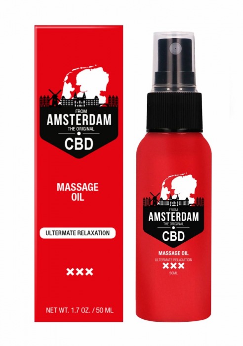 Стимулирующее массажное масло CBD from Amsterdam Massage Oil - 50 мл. - Shots Media BV - купить с доставкой в Первоуральске