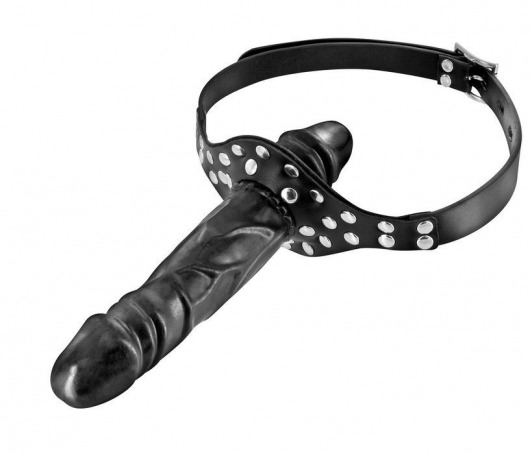 Черный кляп-фаллоимитатор Double Penis Gag - Fetish Tentation - купить с доставкой в Первоуральске