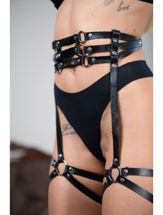 Кожаные гартеры на поясе Esteria - БДСМ Арсенал - купить с доставкой в Первоуральске