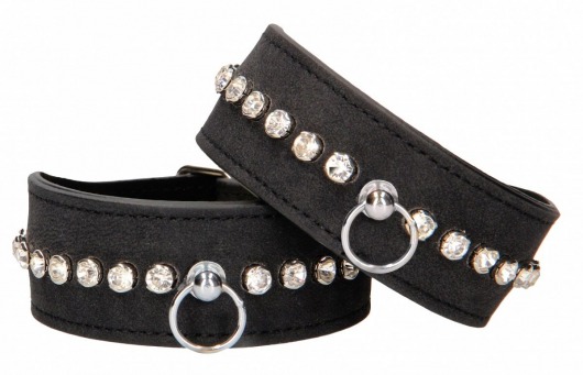 Черные поножи Diamond Studded Ankle Cuffs - Shots Media BV - купить с доставкой в Первоуральске