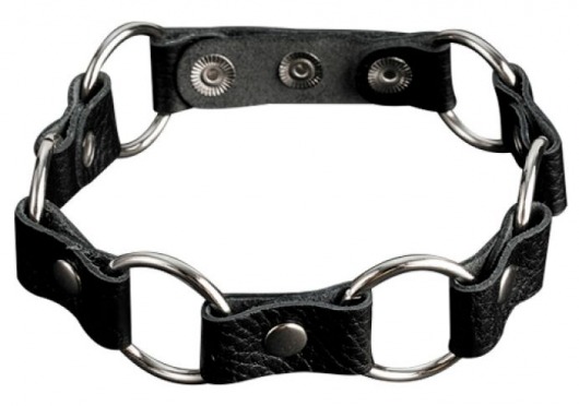 Кожаный черный ошейник с кольцами - Sitabella - купить с доставкой в Первоуральске