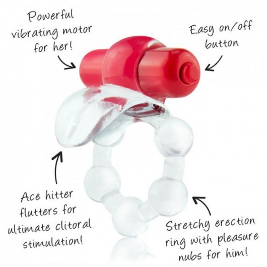 Виброкольцо с язычком и красным виброэлементом Overtime - Screaming O - в Первоуральске купить с доставкой
