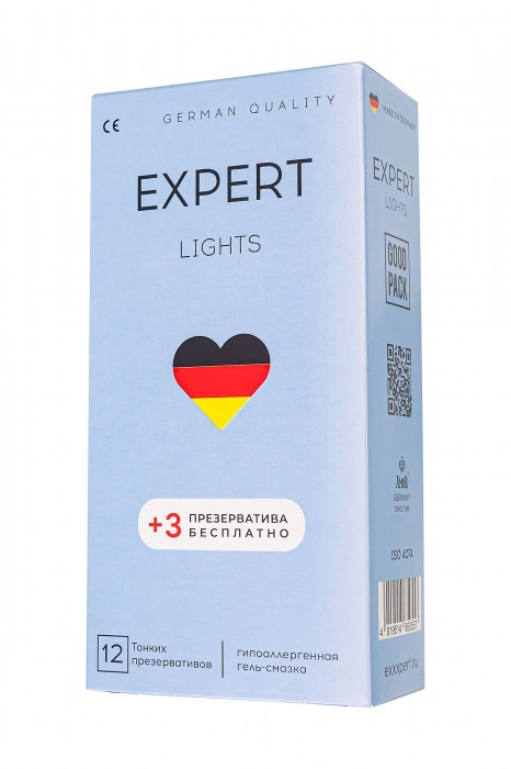 Ультратонкие презервативы EXPERT Lights - 12 шт.(+3 в подарок) - Expert - купить с доставкой в Первоуральске