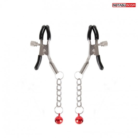 Серебристые зажимы на соски с шариками на цепочках - Notabu - купить с доставкой в Первоуральске