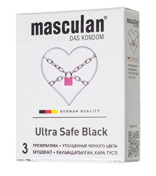 Ультрапрочные презервативы Masculan Ultra Safe Black - 3 шт. - Masculan - купить с доставкой в Первоуральске