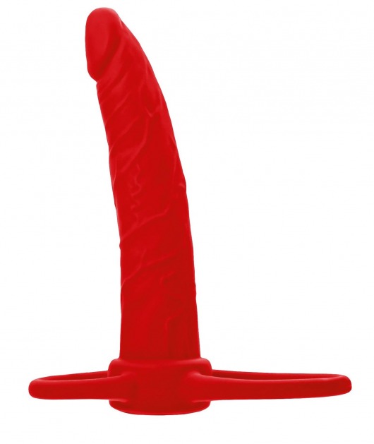 Красная насадка на пенис для двойного проникновения Black Red - 16,5 см. - ToyFa - купить с доставкой в Первоуральске