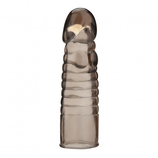 Дымчатая насадка-удлинитель Ribbed Realistic Penis Enhancing Sleeve Extension - 15,2 см. - BlueLine - в Первоуральске купить с доставкой