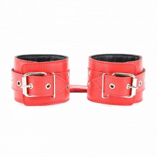 Красные кожаные наручники с клепками - БДСМ Арсенал - купить с доставкой в Первоуральске