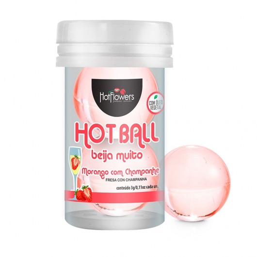 Лубрикант на масляной основе Hot Ball Beija Muito с ароматом клубники и шампанского (2 шарика по 3 гр.) - HotFlowers - купить с доставкой в Первоуральске