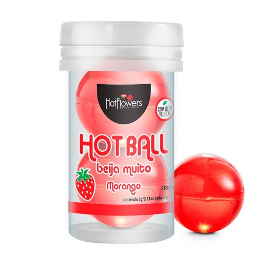 Лубрикант на масляной основе Hot Ball Beija Muito с ароматом клубники (2 шарика по 3 гр.) - HotFlowers - купить с доставкой в Первоуральске