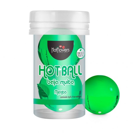 Лубрикант на масляной основе Hot Ball Beija Muito с ароматом мяты (2 шарика по 3 гр.) - HotFlowers - купить с доставкой в Первоуральске