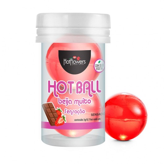 Лубрикант на масляной основе Hot Ball Beija Muito с ароматом шоколада и клубники (2 шарика по 3 гр.) - HotFlowers - купить с доставкой в Первоуральске