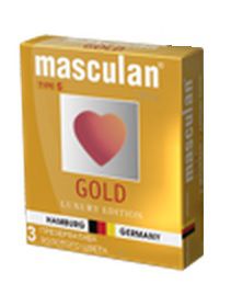 Презервативы Masculan Ultra Gold с золотым напылением и ароматом ванили - 3 шт. - Masculan - купить с доставкой в Первоуральске