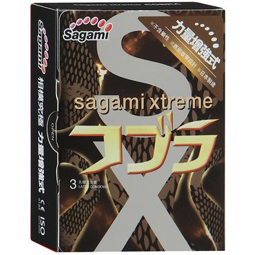 Суженные к основанию презервативы Sagami Xtreme COBRA - 3 шт. - Sagami - купить с доставкой в Первоуральске