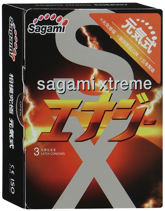 Презервативы Sagami Xtreme ENERGY с ароматом энергетика - 3 шт. - Sagami - купить с доставкой в Первоуральске