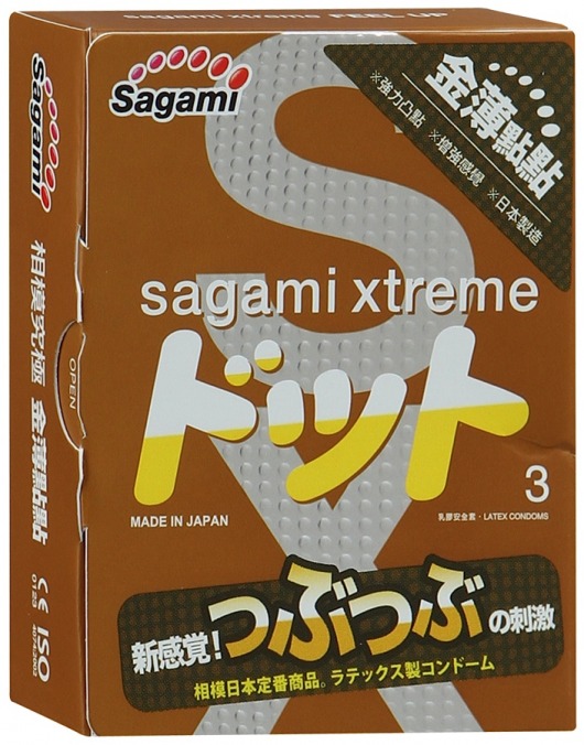 Презервативы Sagami Xtreme FEEL UP с точечной текстурой и линиями прилегания - 3 шт. - Sagami - купить с доставкой в Первоуральске