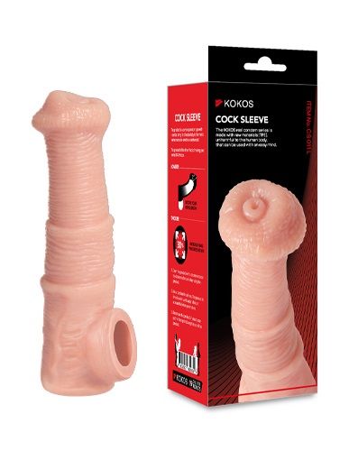 Телесная фантазийная насадка на член Cock Sleeve Size M - KOKOS - в Первоуральске купить с доставкой