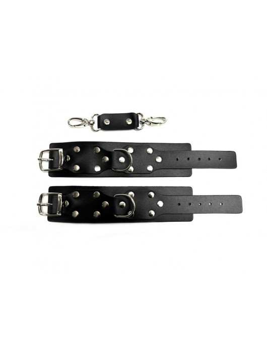 Черные кожаные наручники Sex Game - БДСМ Арсенал - купить с доставкой в Первоуральске