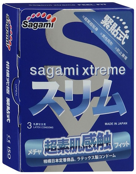 Розовые презервативы Sagami Xtreme FEEL FIT 3D - 3 шт. - Sagami - купить с доставкой в Первоуральске