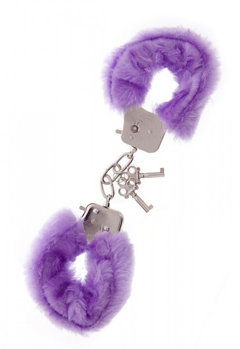 Фиолетовые меховые наручники METAL HANDCUFF WITH PLUSH LAVENDER - Dream Toys - купить с доставкой в Первоуральске