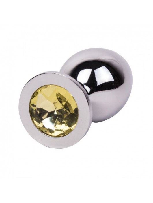 Большой стальной плаг с желтым кристаллом Sweet Lemon - 9,5 см. - Erotic Fantasy - купить с доставкой в Первоуральске