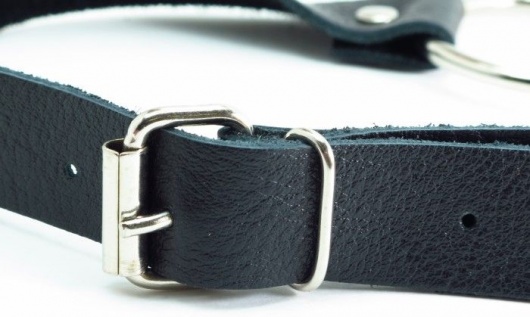 Черный кожаный кляп с кольцом - БДСМ Арсенал - купить с доставкой в Первоуральске