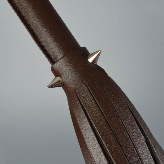 Коричневая кожаная плеть с шипами - 55 см. - Sitabella - купить с доставкой в Первоуральске