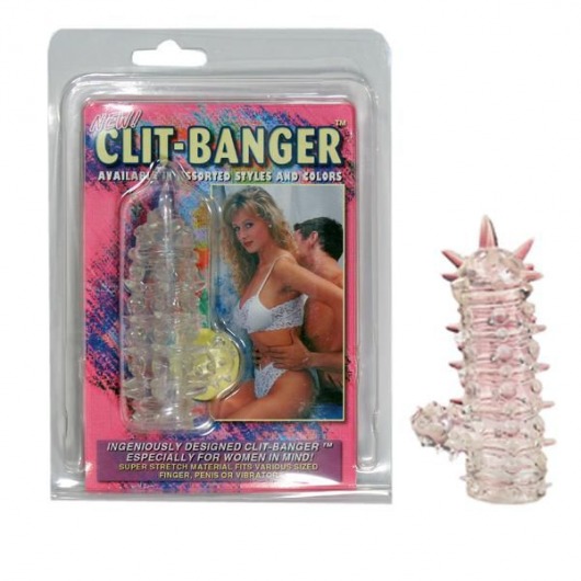 Прозрачная насадка с шипами и клиторальной шишечкой CLIT-BANGER SLEEVE IN CLEAR - Tonga - в Первоуральске купить с доставкой