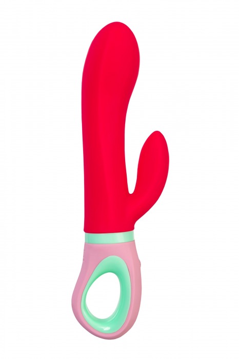 Красный вибратор с клиторальным отростком Petunia - 19 см. - ToyFa