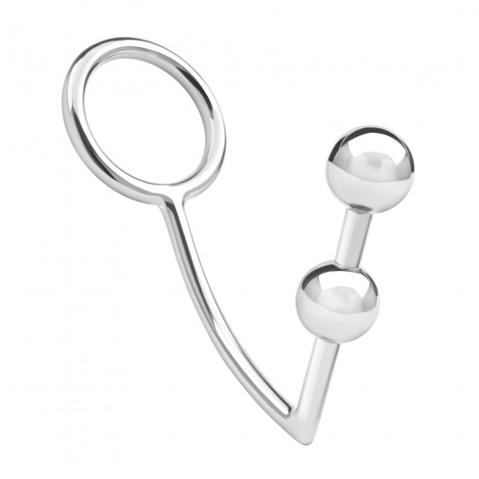 Кольцо на пенис с анальным стимулятором Two Bead Stainless Steel Anal Hook   Cock Ring - BlueLine - в Первоуральске купить с доставкой