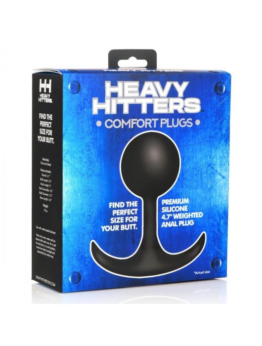 Черная анальная пробка с утяжелением Comfort Plugs Premium Silicone 4.7’’ Weighted Round Plug - 12 см. - XR Brands