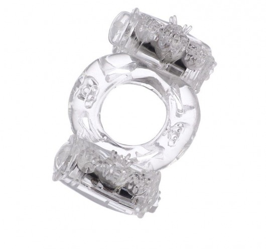 Прозрачное виброкольцо с двумя вибропульками - Toyfa Basic - в Первоуральске купить с доставкой