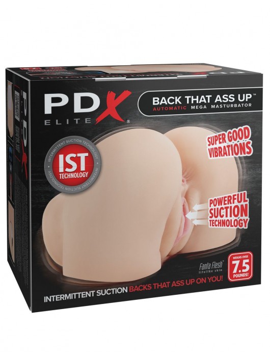 Телесный мастурбатор-полуторс с вибрацией и эффектом всасывания Back That Ass Up - Pipedream - в Первоуральске купить с доставкой