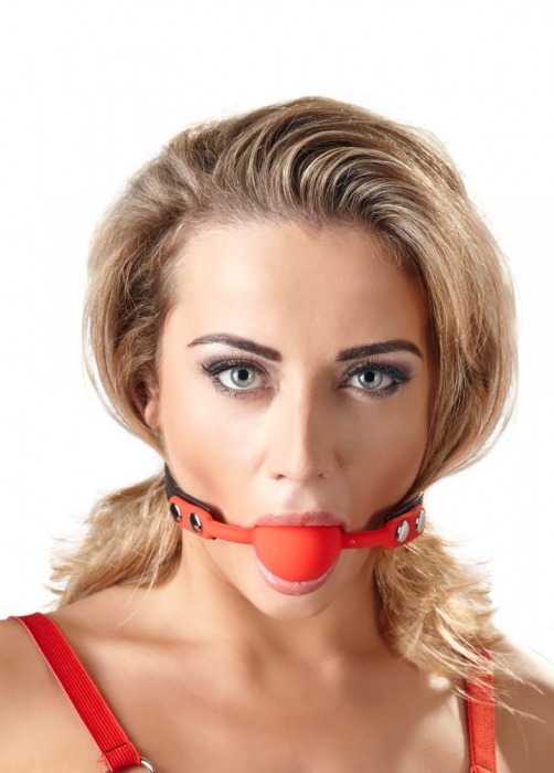 Силиконовый кляп-шар на чёрных ремешках Red Gag silicone - Orion - купить с доставкой в Первоуральске