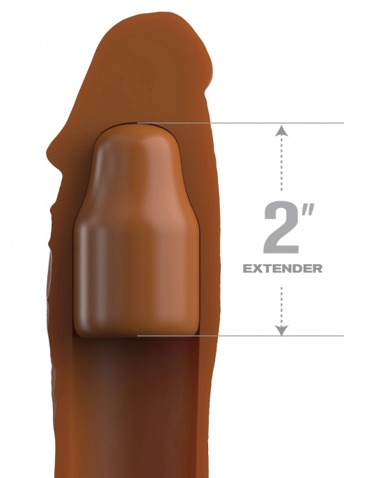 Коричневая насадка на член 2  Silicone X-tension - 20,3 см. - Pipedream - в Первоуральске купить с доставкой