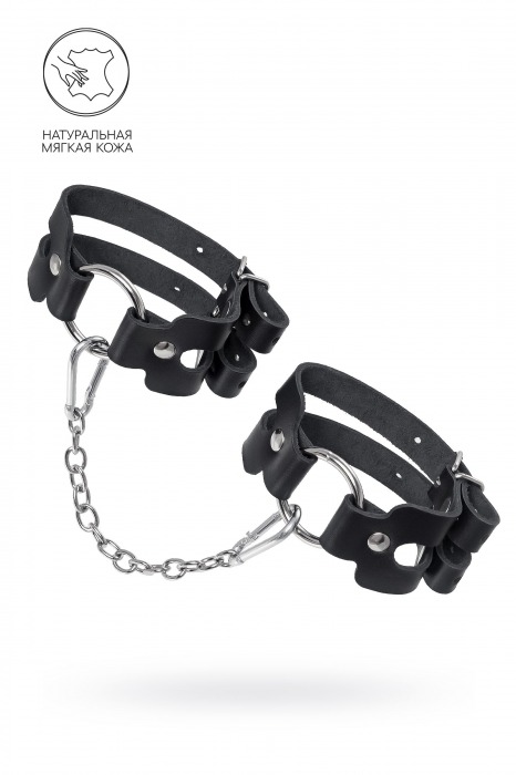 Черные кожаные оковы из двух ремешков - Pecado - купить с доставкой в Первоуральске Черные кожаные оковы из двух ремешков - Pecado - купить с доставкой в Первоуральске