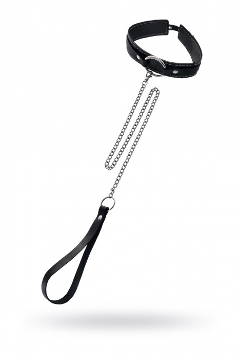 Кожаный ошейник-чокер с поводком - Pecado - купить с доставкой в Первоуральске