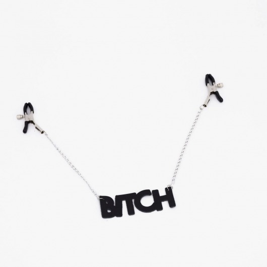 Зажимы на соски с кожаной подвеской Bitch - Crazy Handmade - купить с доставкой в Первоуральске