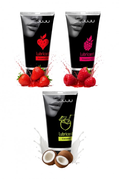 Набор из 3 съедобных лубрикантов JUJU (клубника, малина, кокос) - JuJu - купить с доставкой в Первоуральске Набор из 3 съедобных лубрикантов JUJU (клубника, малина, кокос) - JuJu - купить с доставкой в Первоуральске