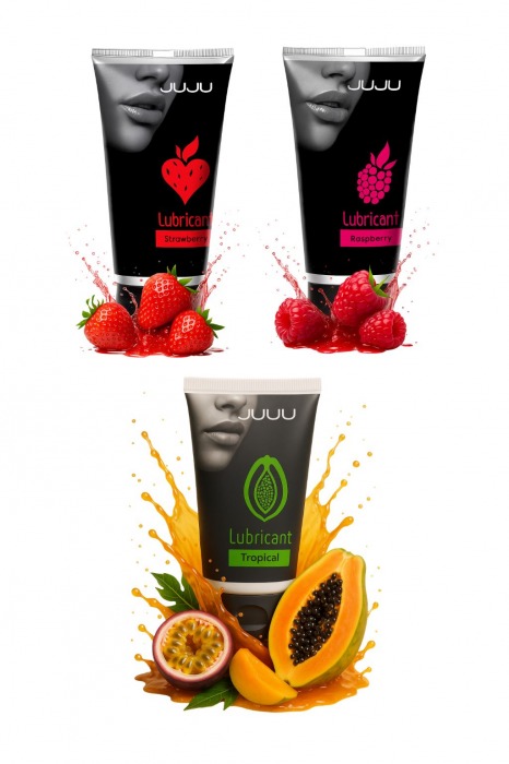 Набор из 3 съедобных лубрикантов JUJU (клубника, малина, тропические фрукты) - JuJu - купить с доставкой в Первоуральске