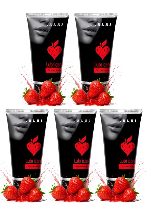 Набор из 5 съедобных лубрикантов JUJU со вкусом клубники - JuJu - купить с доставкой в Первоуральске