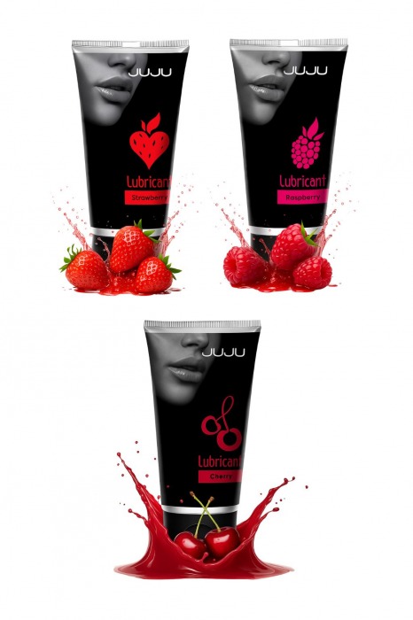 Набор из 3 съедобных лубрикантов JUJU (клубника, малина, вишня) - JuJu - купить с доставкой в Первоуральске Набор из 3 съедобных лубрикантов JUJU (клубника, малина, вишня) - JuJu - купить с доставкой в Первоуральске