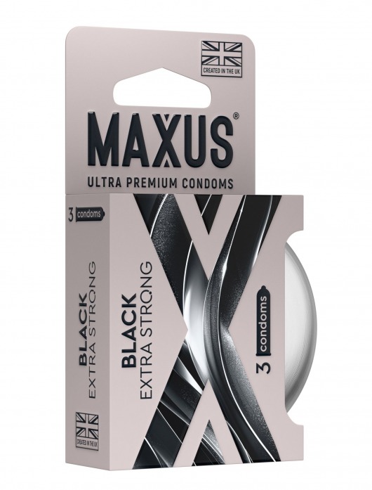Черные утолщенные презервативы MAXUS Extra Strong с железным кейсом - 3 шт. - Maxus - купить с доставкой в Первоуральске