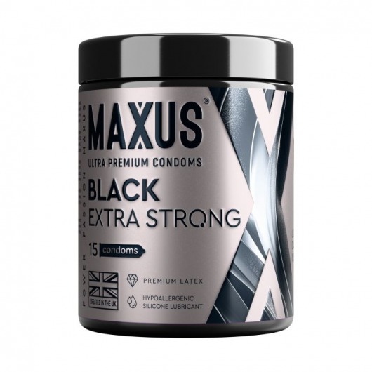 Черные утолщенные презервативы MAXUS Extra Strong с железным кейсом - 15 шт. - Maxus - купить с доставкой в Первоуральске